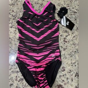 GK gymnastics leotard and scrunchie NWT child large